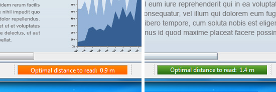 Optimal reading distance indicator